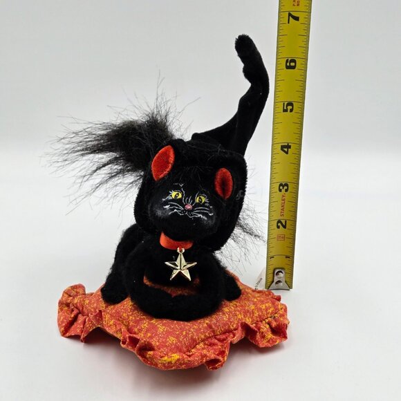 Annalee 2009 Moonlight Witch Cat On Pillow Halloween Black Orange Kitten Doll - Picture 2 of 14